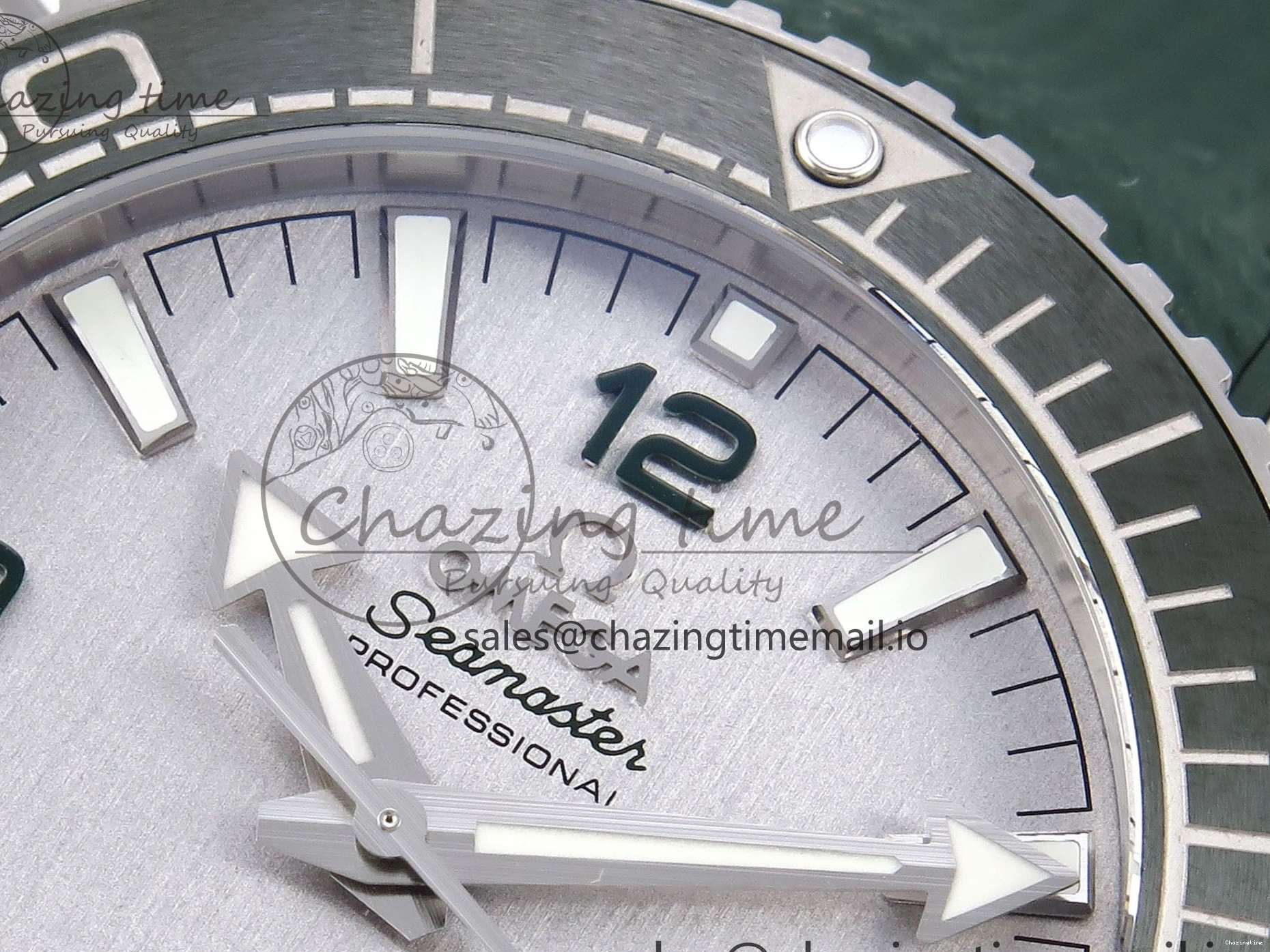 0513 Planet Ocean 43.5mm SS VSF 1:1 Best Edition Green Bezel White Dial on Green Rubber Strap A8900 Super Clone Unisex 7713